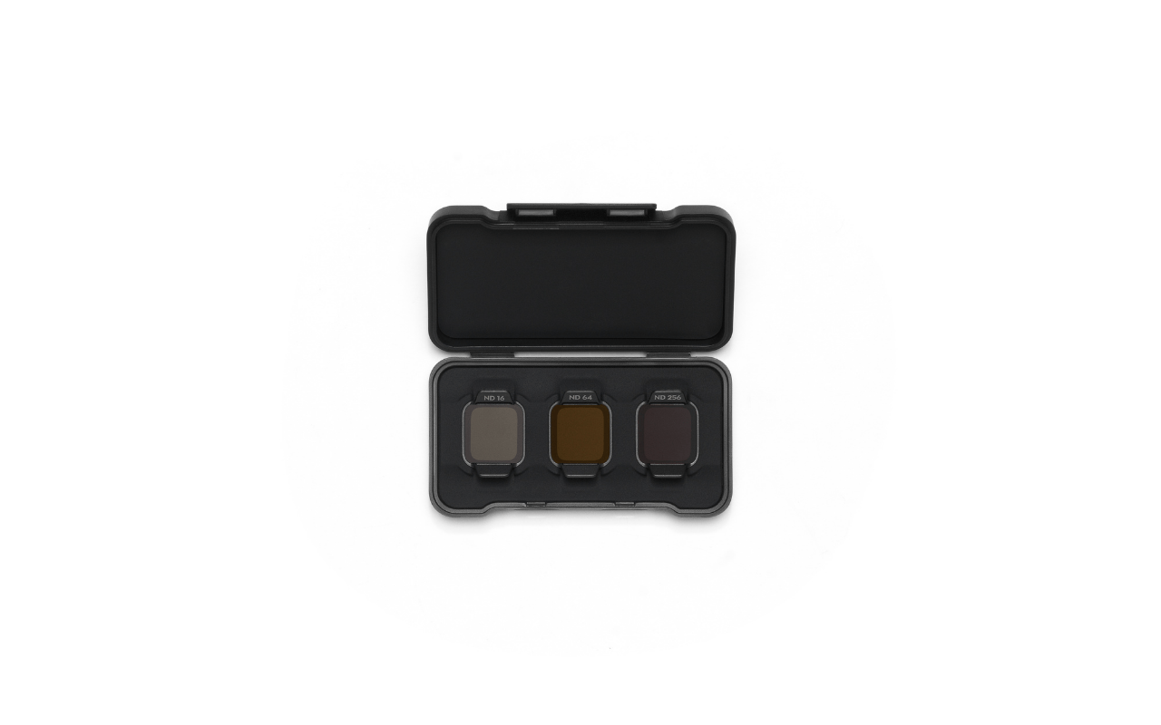 Auf dem Bild ist die offene ND Filter Box von oben für die DJI Flip zu sehen.