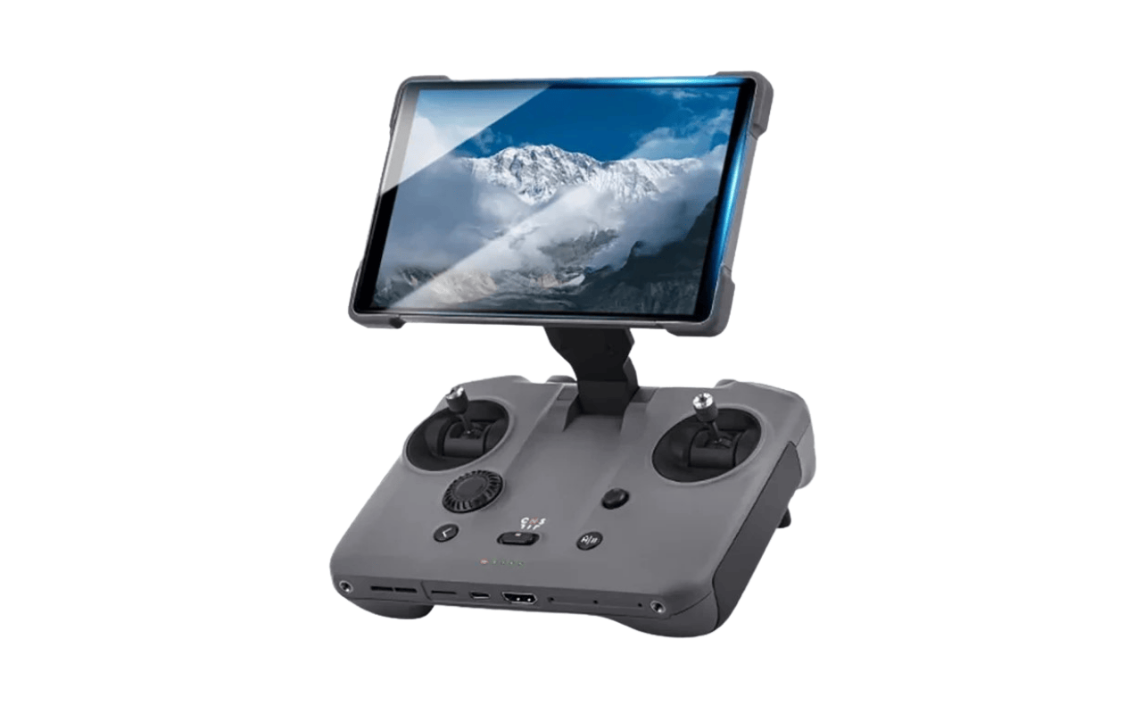 Auf dem Foto ist ein DJI RC Pro 2 Controller mit Panzerglas zu sehen.  